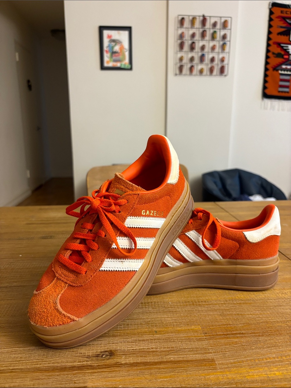 adidas Orange Suede Gazelle Platform Sneakers
